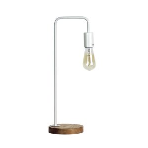 Lane Timber Base Industrial Table Lamp White - OL93131WH