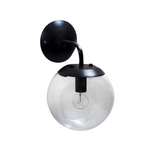 Newton Contemporary Clear Glass Wall Light matt Black - SL64451BK