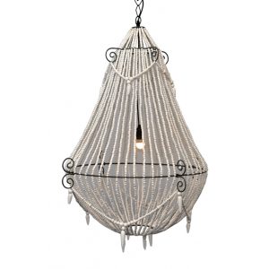 Marley 1 Light Beaded Pendant Large White - ELMAX3852LWHT