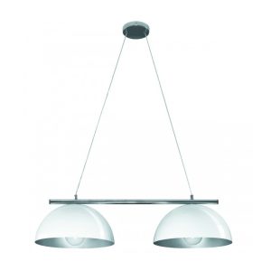 Double Retro Modern Shade Pendant White / Silver - MS2400-WHSI