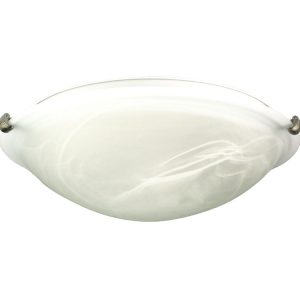 Remo 2 Light Alabaster Glass Ceiling Oyster Light Brushed Chrome - OL41140BCH