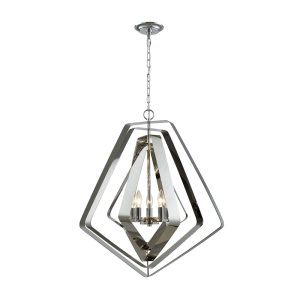 Modern Polished Nickel & Stainless Steel Pendant - Orbita5