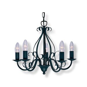 Ambrosia 5 Light Candelabra Pendant Black - R1895-5P-BL