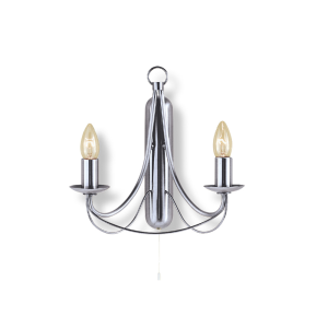 Maypole 2 Light Wall Light Candelabra Satin Chrome - R6342-2B-SC