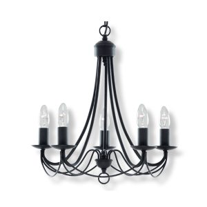 Maypole 5 Light Candelabra Pendant Black - R6345-5P-BL