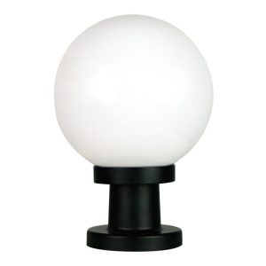 Galactic Sphere Polycarbonate Pillar Mount Light Small Black - OL7021BK + OL7010/20OP