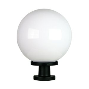 Galactic Sphere Polycarbonate Pillar Mount Light Large Black - OL7021BK + OL7010/30OP