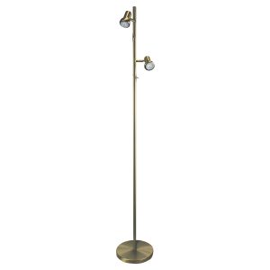 Daxam 12 Watt 2 Light LED Floor Lamp Antique Brass / Cool White - SL98592AB