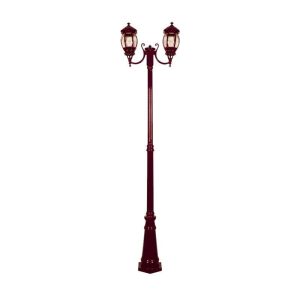 Vienna Twin Head Curved Arms Tall Post Light Burgundy - 15970