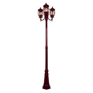 Vienna Three Head Curved Arm Tall Post Light Burgundy - 15976