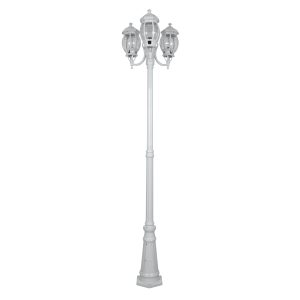 Vienna Three Head Curved Arm Tall Post Light White -15979