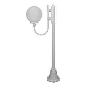 Lisbon 25cm Sphere Curved Arm Short Post Light White - 15679