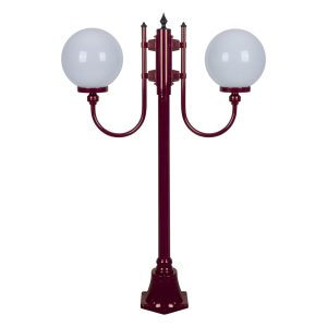 Lisbon Twin 25cm Spheres Curved Arms Short Post Light Burgundy - 15688