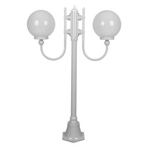 Lisbon Twin 25cm Spheres Curved Arms Short Post Light White - 15691