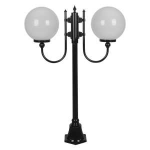 Lisbon Twin 30cm Spheres Curved Arms Short Post Light Black - 15693