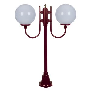 Lisbon Twin 30cm Spheres Curved Arms Short Post Light Burgundy - 15694