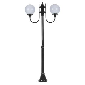 Lisbon Twin Head 25cm Sphere Curved Arm Medium Post Light Black - 15711