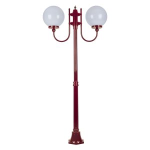 Lisbon Twin 30cm Sphere Curved Arms Medium Post Light Burgundy - 15718