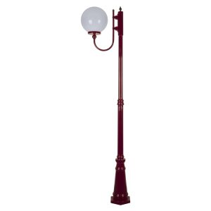 Lisbon 30cm Sphere Curved Arm Tall Post Light Burgundy - 15730