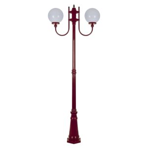 Lisbon Twin 25cm Sphere Curved Arms Tall Post Light Burgundy - 15736