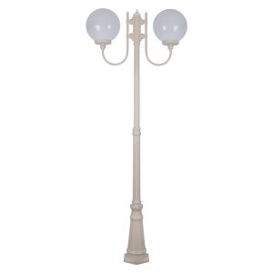 Lisbon Twin 30cm Sphere Curved Arms Tall Post Light Beige - 15740