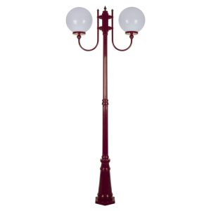 Lisbon Twin 30cm Sphere Curved Arms Tall Post Light Burgundy - 15742