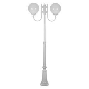 Lisbon Twin 30cm Sphere Curved Arms Tall Post Light White - 15745