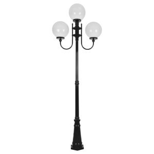 Lisbon Triple 30cm Spheres Curved Arms Tall Post Light Black - 15753