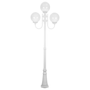 Lisbon Triple 30cm Spheres Curved Arms Tall Post Light White - 15757