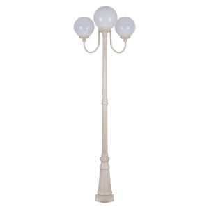 Lisbon Triple 25cm Spheres Curved Arms Tall Post Light Beige - 15758