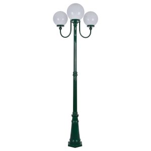 Lisbon Triple 25cm Spheres Curved Arms Tall Post Light Green - 15761