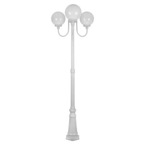 Lisbon Triple 25cm Spheres Curved Arms Tall Post Light White - 15763