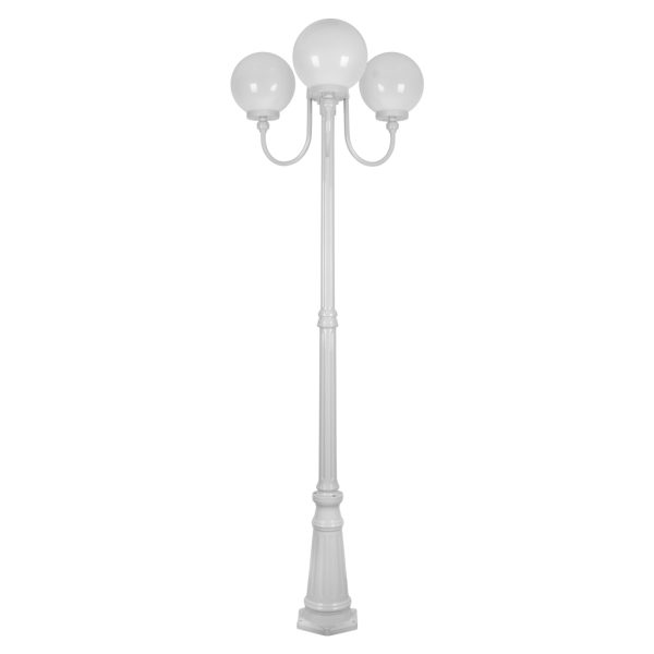 Lisbon Triple 25cm Spheres Curved Arms Tall Post Light White - 15763