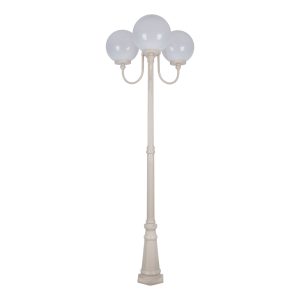 Lisbon Triple 30cm Spheres Curved Arms Tall Post Light Beige - 15764