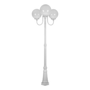 Lisbon Triple 30cm Spheres Curved Arms Tall Post Light White - 15769