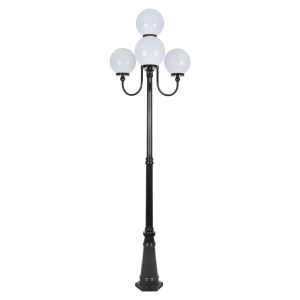 Lisbon Four 25cm Spheres Curved Arms Tall Post Light Black - 15771