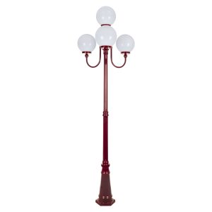 Lisbon Four 25cm Spheres Curved Arms Tall Post Light Burgundy - 15772