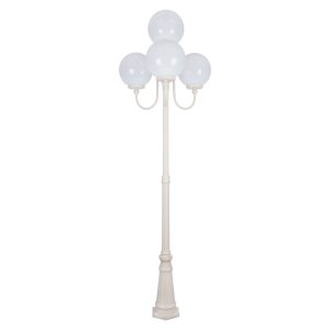 Lisbon Four 30cm Spheres Curved Arms Tall Post Light Beige - 15776