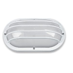 Louvre Oval E27 Polycarbonate Bulkhead White - LJ5002-WH