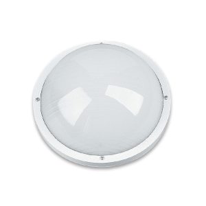 Plain Round E27 Polycarbonate Bulkhead White - LJ5051-WH