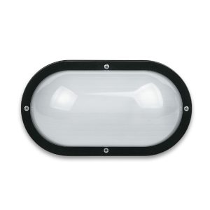 Plain Trim Oval 26W Fluorescent Bulkhead Black - LJF9001-BL