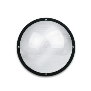 Plain Trim Round 2 x 18W Fluorescent Bulkhead Black - LJF9051-BL