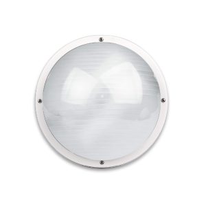 Plain Trim Round 2 x 18W Fluorescent Bulkhead White - LJF9051-WH