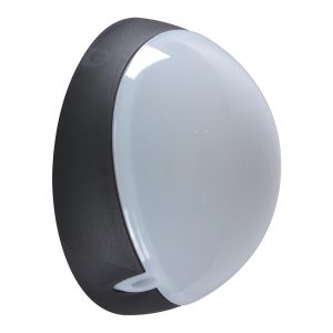 Ivela 240V E27 Round Polycarbonate Bunker Wall Light Small Black - 18645