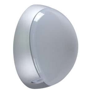 Ivela 240V E27 Round Polycarbonate Bunker Wall Light Small Silver - 18647