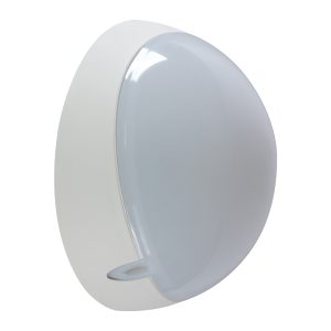 Ivela 240V E27 Round Polycarbonate Bunker Wall Light Small White - 18643