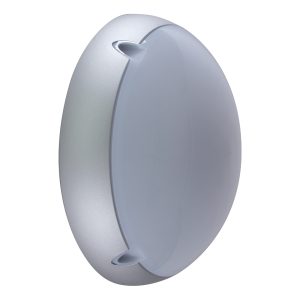 Ivela 240V E27 Round Polycarbonate Bunker Wall Light Medium Silver - 18641