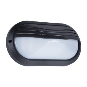 Ivela 240V E27 Oval Eyelid Polycarbonate Bunker Wall Light Black - 18619