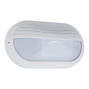 Ivela 240V E27 Oval Eyelid Polycarbonate Bunker Wall Light White - 18617