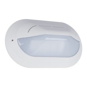 Ivela 240V E27 Oval Eyelid Polycarbonate Bunker Wall Light Large White - 18477